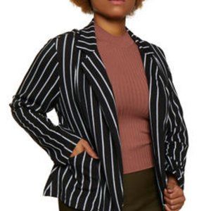 Plus Size Striped Textured Knit Blazer